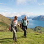 a couple hill walking in New Zealand